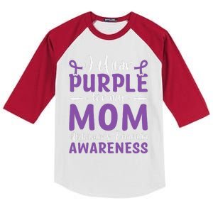 I Wear Purple For My Mom AlzheimerS Dementia Awareness Kids Colorblock Raglan Jersey