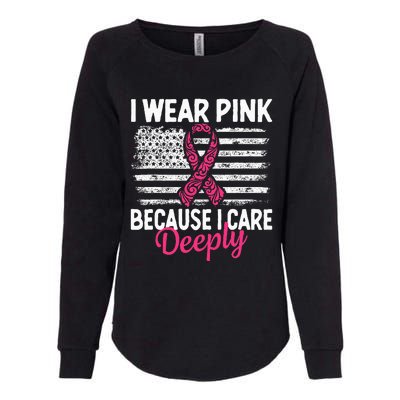 I Wear Pink because i Care Usa Flag Breast Cancer Awareness Womens California Wash Sweatshirt