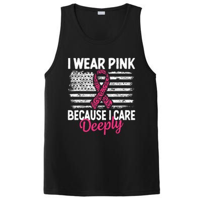 I Wear Pink because i Care Usa Flag Breast Cancer Awareness PosiCharge Competitor Tank