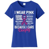 I Wear Pink because i Care Usa Flag Breast Cancer Awareness Women's T-Shirt