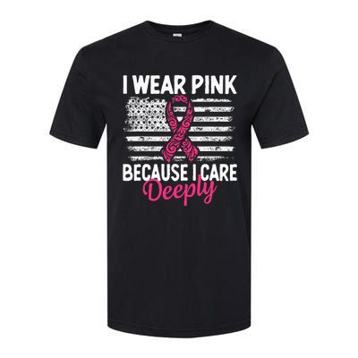 I Wear Pink because i Care Usa Flag Breast Cancer Awareness Softstyle® CVC T-Shirt