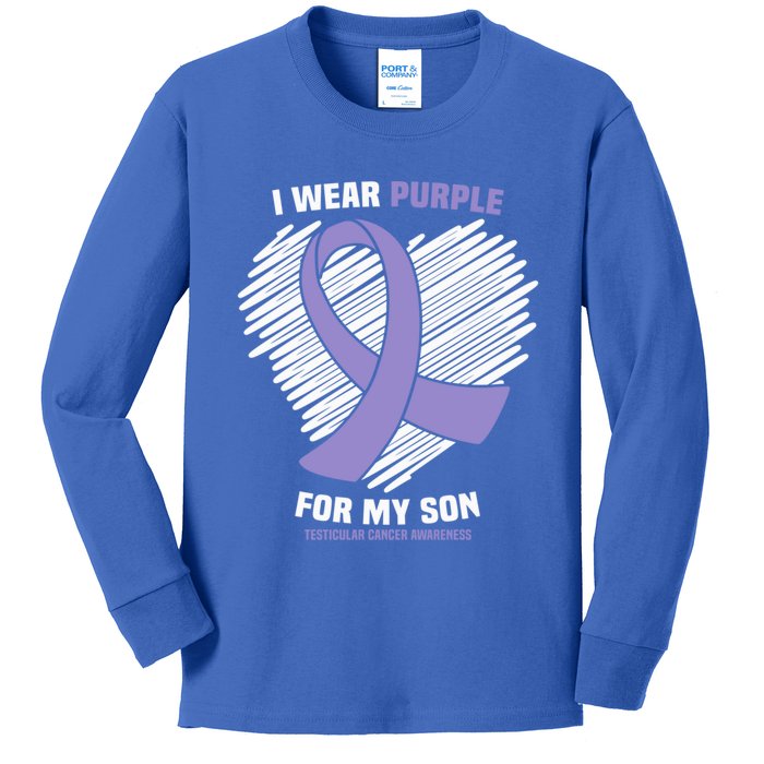 I Wear Purple For My Son Testicular Cancer Awareness Gift Kids Long Sleeve Shirt