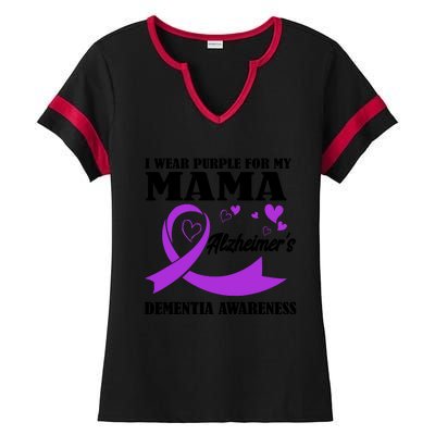 I Wear Purple For My Mama AlzheimerS Dementia Awareness Ladies Halftime Notch Neck Tee