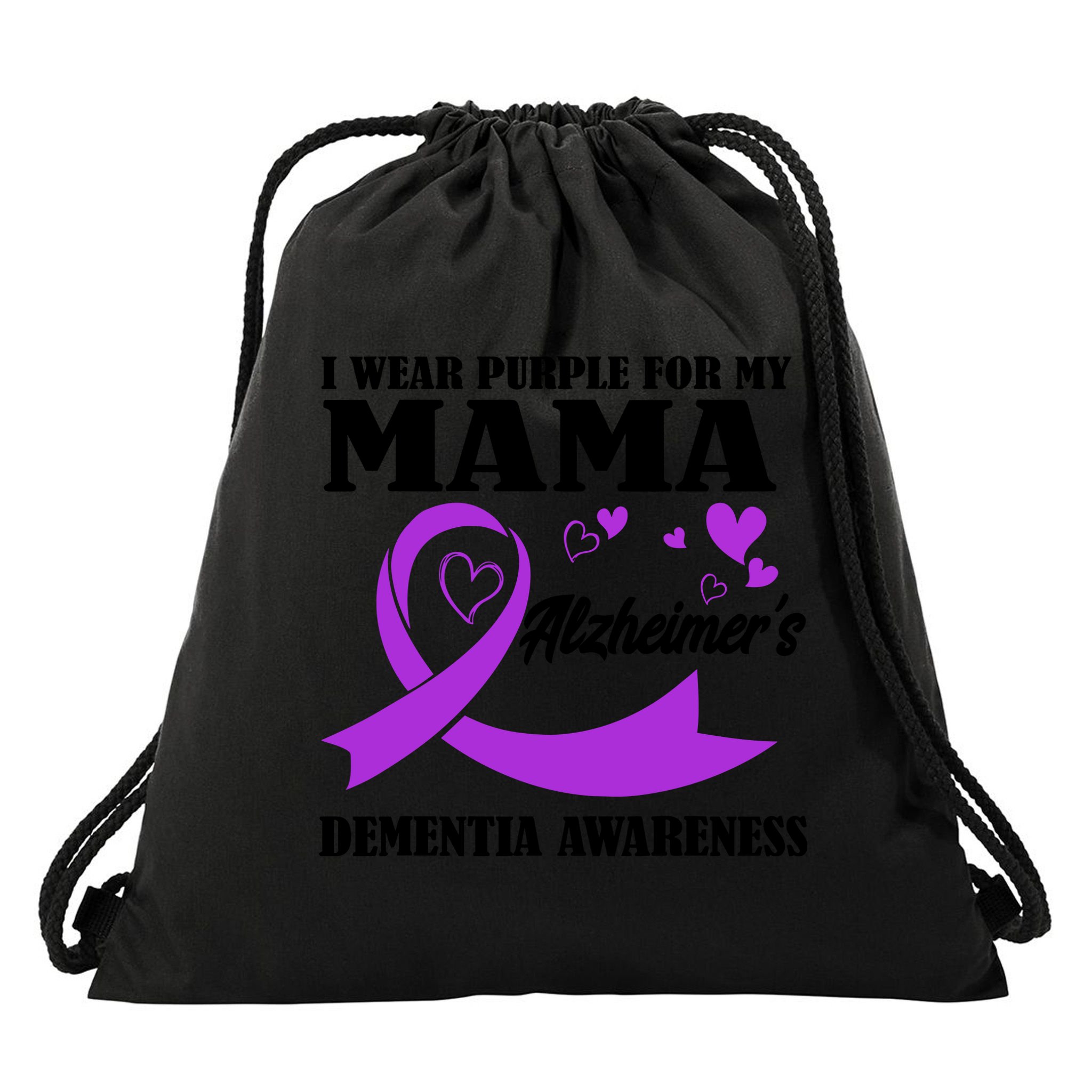 I Wear Purple For My Mama AlzheimerS Dementia Awareness Drawstring Bag