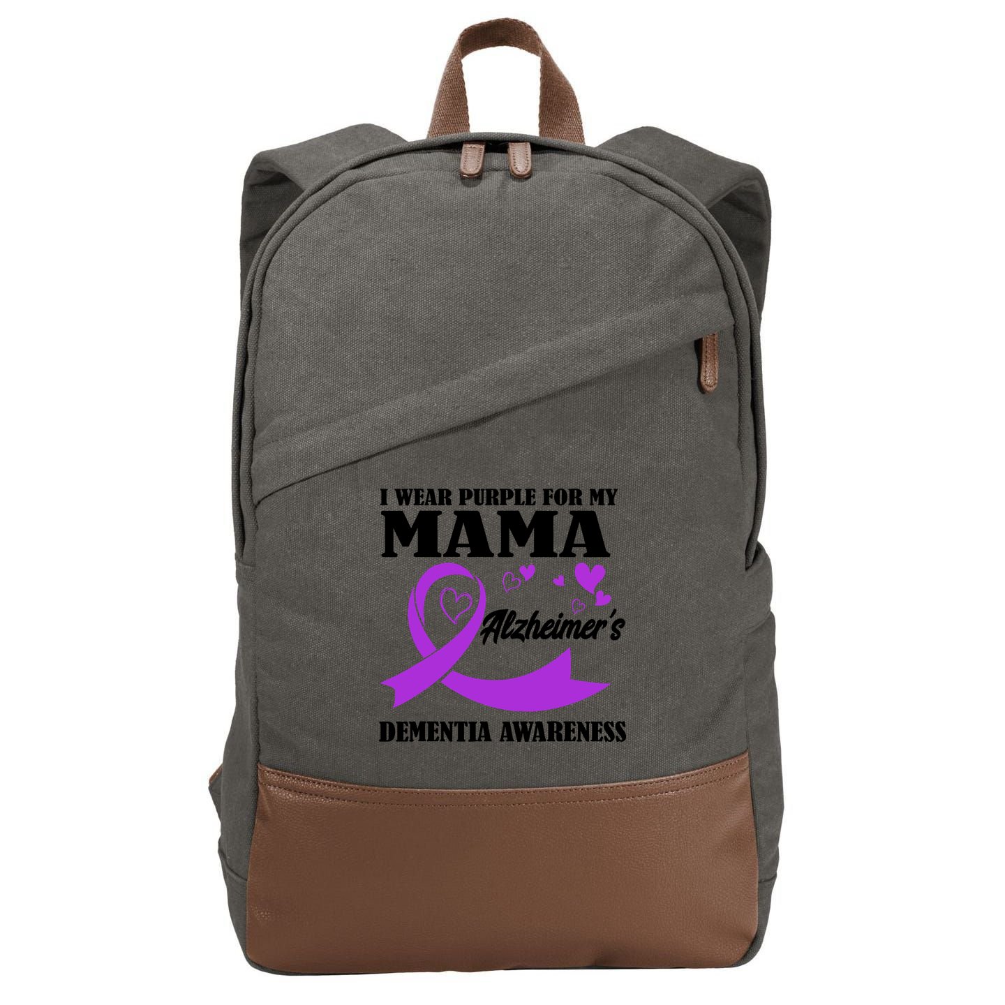 I Wear Purple For My Mama AlzheimerS Dementia Awareness Cotton Canvas Backpack
