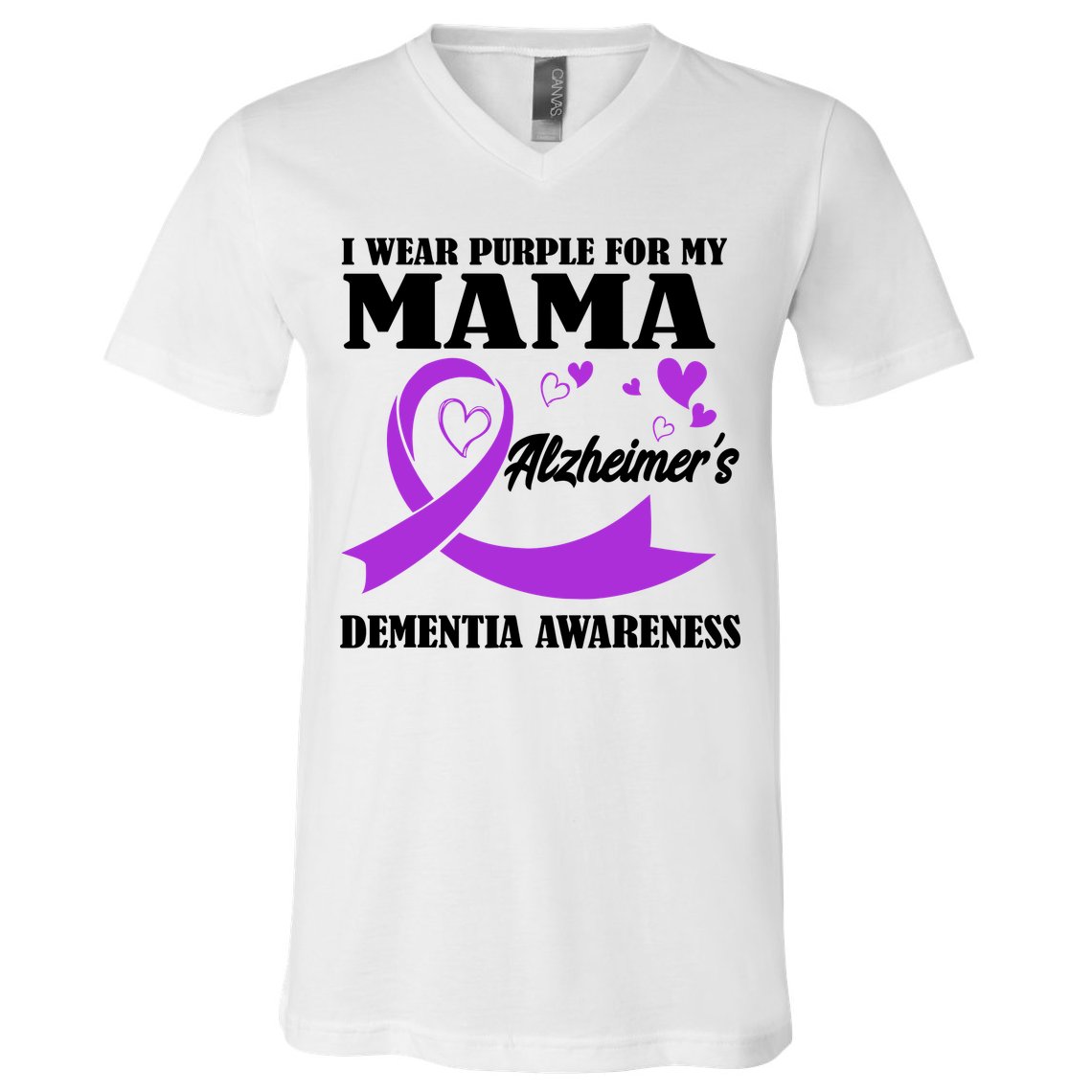 I Wear Purple For My Mama AlzheimerS Dementia Awareness V-Neck T-Shirt
