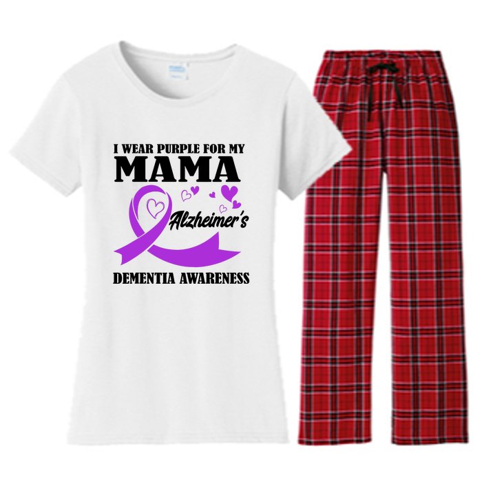 I Wear Purple For My Mama AlzheimerS Dementia Awareness Women's Flannel Pajama Set