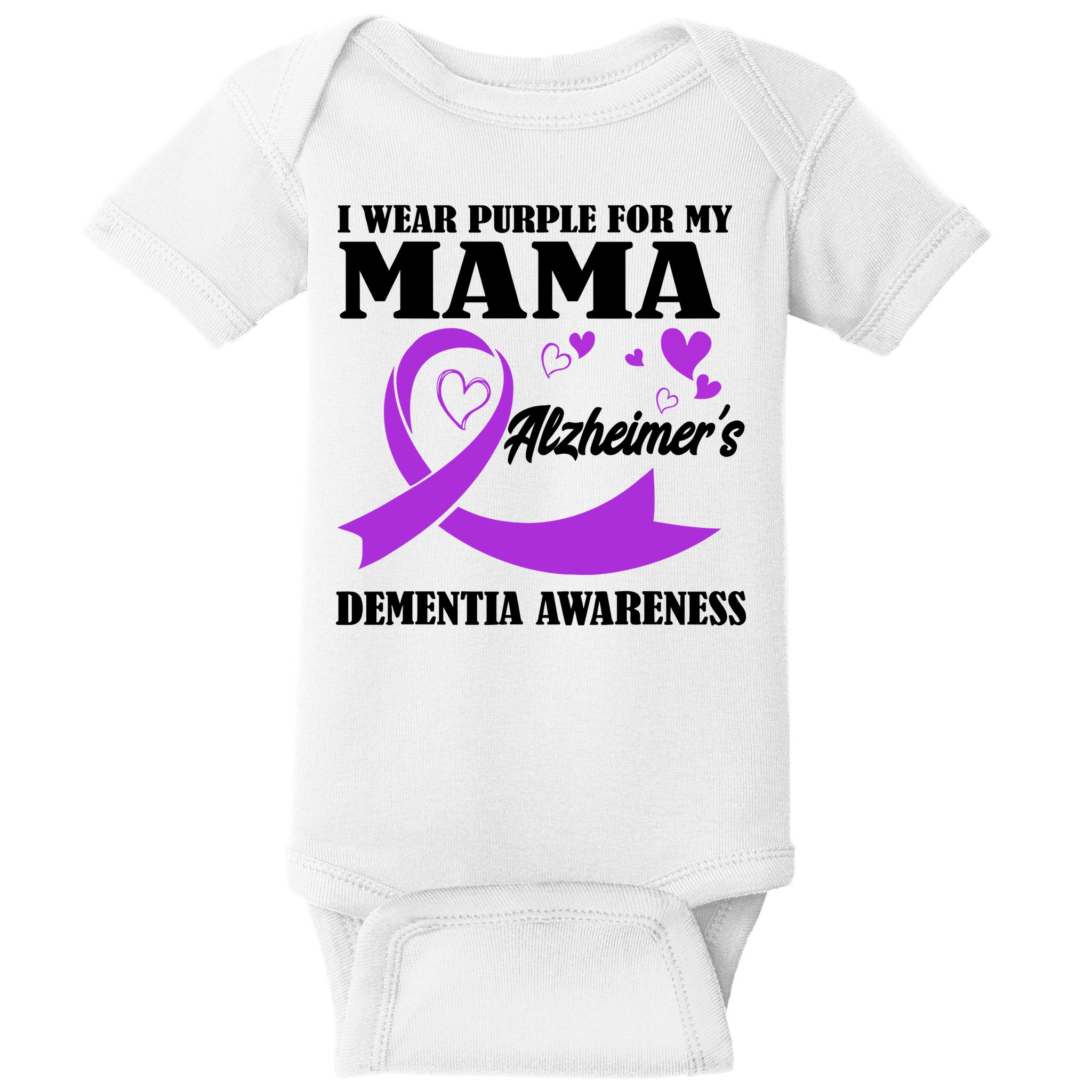 I Wear Purple For My Mama AlzheimerS Dementia Awareness Baby Bodysuit