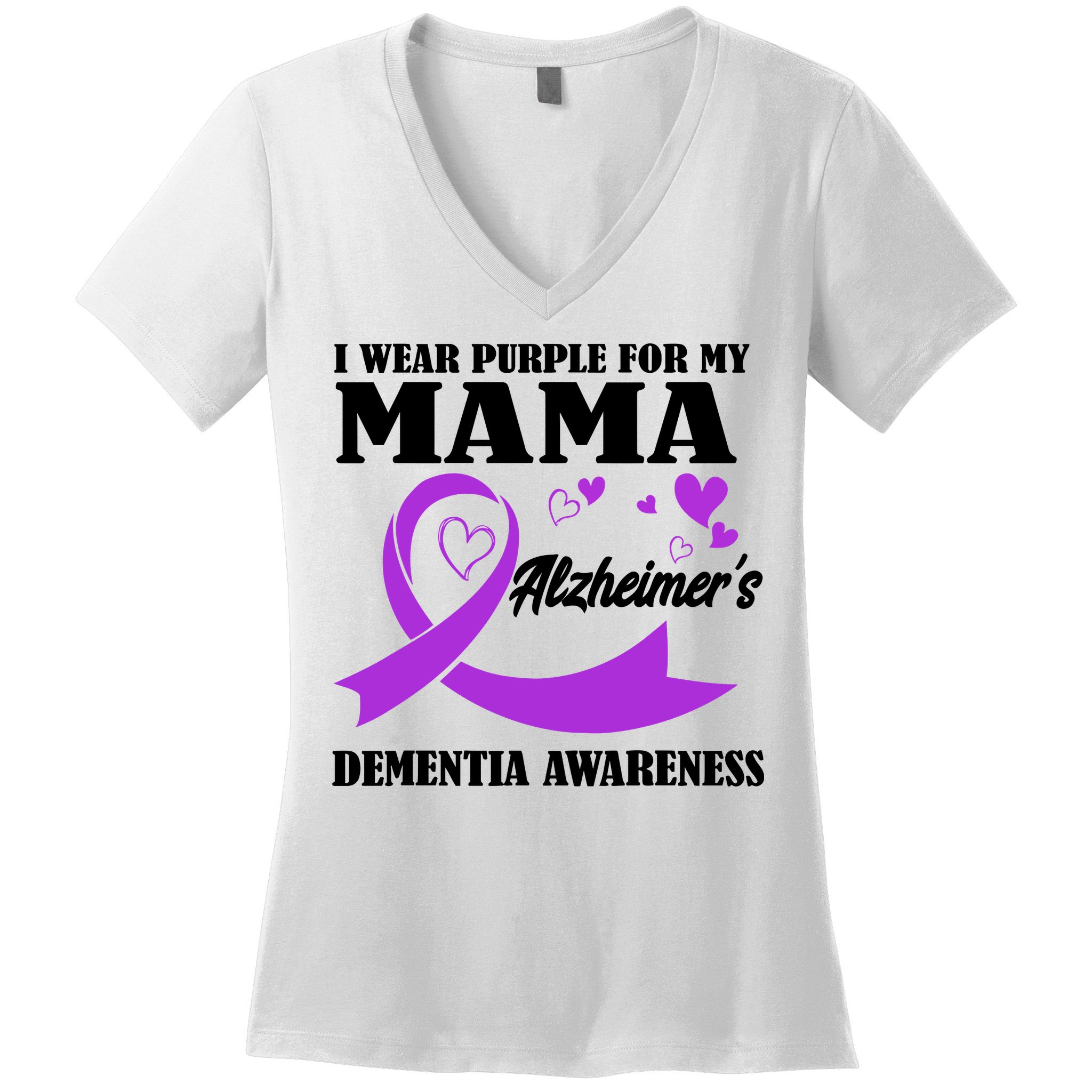 I Wear Purple For My Mama AlzheimerS Dementia Awareness Women's V-Neck T-Shirt