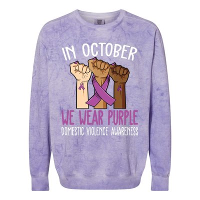 I Wear Purple Domestic Violence Awareness Colorblast Crewneck Sweatshirt