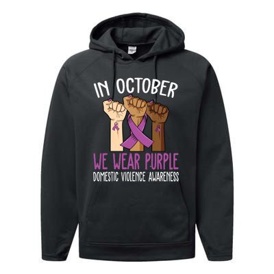 I Wear Purple Domestic Violence Awareness Performance Fleece Hoodie