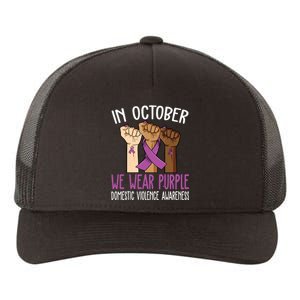 I Wear Purple Domestic Violence Awareness Yupoong Adult 5-Panel Trucker Hat