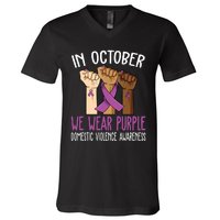 I Wear Purple Domestic Violence Awareness V-Neck T-Shirt