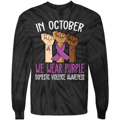 I Wear Purple Domestic Violence Awareness Tie-Dye Long Sleeve Shirt