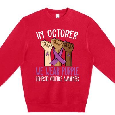 I Wear Purple Domestic Violence Awareness Premium Crewneck Sweatshirt