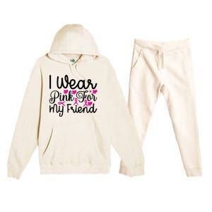 I Wear Pink For My Friend Breast Cancer Awareness Premium Hooded Sweatsuit Set