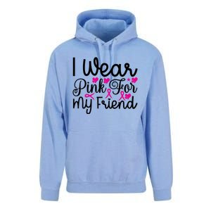 I Wear Pink For My Friend Breast Cancer Awareness Unisex Surf Hoodie