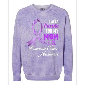 I Wear Purple For My Mom Family Pancreatic Cancer Awareness Colorblast Crewneck Sweatshirt