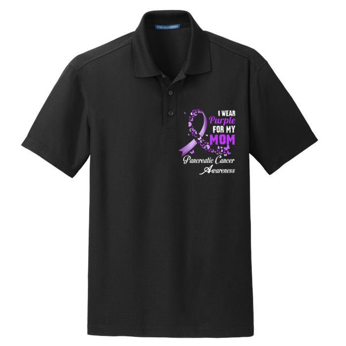 I Wear Purple For My Mom Family Pancreatic Cancer Awareness Dry Zone Grid Polo