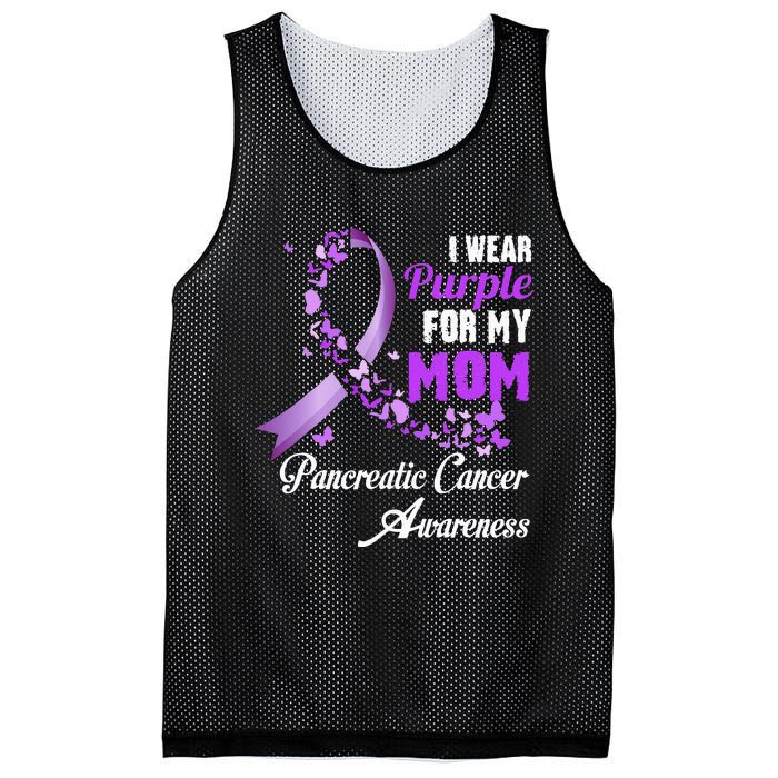 I Wear Purple For My Mom Family Pancreatic Cancer Awareness Mesh Reversible Basketball Jersey Tank