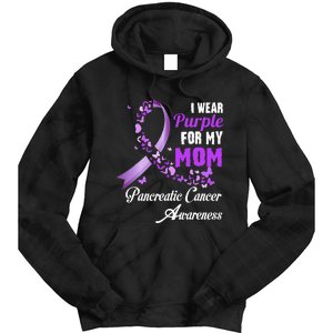 I Wear Purple For My Mom Family Pancreatic Cancer Awareness Tie Dye Hoodie