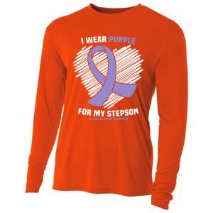 I Wear Purple For My Stepson Testicular Cancer Awareness Meaningful Gift Cooling Performance Long Sleeve Crew