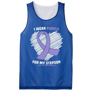 I Wear Purple For My Stepson Testicular Cancer Awareness Meaningful Gift Mesh Reversible Basketball Jersey Tank