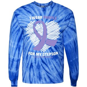 I Wear Purple For My Stepson Testicular Cancer Awareness Meaningful Gift Tie-Dye Long Sleeve Shirt