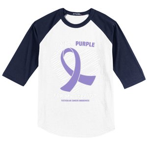 I Wear Purple For My Stepson Testicular Cancer Awareness Meaningful Gift Baseball Sleeve Shirt