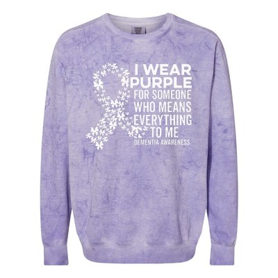 I Wear Purple For Dementia Support Alzheimers Awareness Colorblast Crewneck Sweatshirt