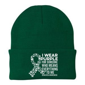 I Wear Purple For Dementia Support Alzheimers Awareness Knit Cap Winter Beanie