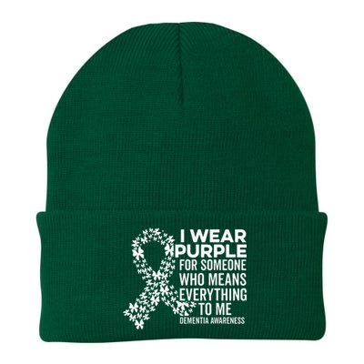 I Wear Purple For Dementia Support Alzheimers Awareness Knit Cap Winter Beanie