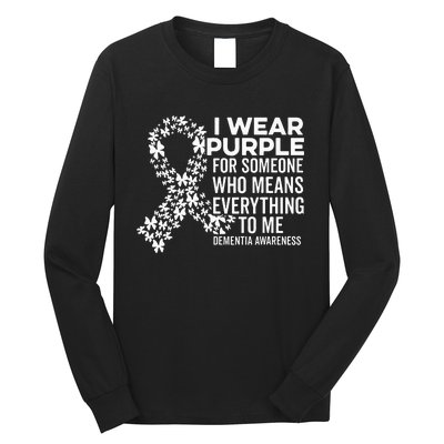 I Wear Purple For Dementia Support Alzheimers Awareness Long Sleeve Shirt