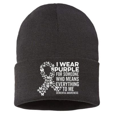 I Wear Purple For Dementia Support Alzheimers Awareness Sustainable Knit Beanie