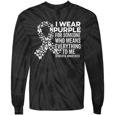 I Wear Purple For Dementia Support Alzheimers Awareness Tie-Dye Long Sleeve Shirt