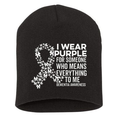 I Wear Purple For Dementia Support Alzheimers Awareness Short Acrylic Beanie