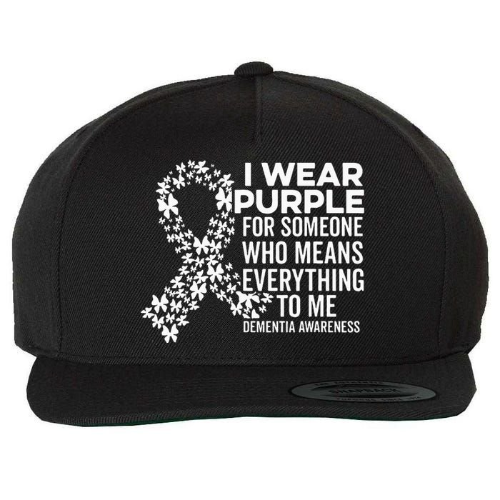 I Wear Purple For Dementia Support Alzheimers Awareness Wool Snapback Cap