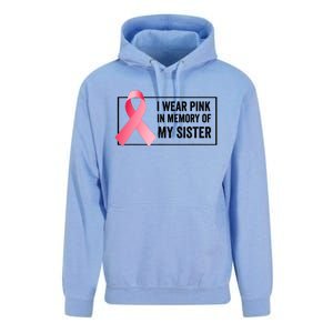 I Wear Pink In Memory Of My Sister Breast Cancer Awareness Unisex Surf Hoodie