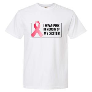 I Wear Pink In Memory Of My Sister Breast Cancer Awareness Garment-Dyed Heavyweight T-Shirt