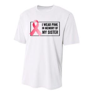 I Wear Pink In Memory Of My Sister Breast Cancer Awareness Performance Sprint T-Shirt