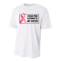 I Wear Pink In Memory Of My Sister Breast Cancer Awareness Performance Sprint T-Shirt