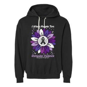 I Wear Purple For Domestic Violence Awareness Month Garment-Dyed Fleece Hoodie