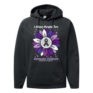 I Wear Purple For Domestic Violence Awareness Month Performance Fleece Hoodie