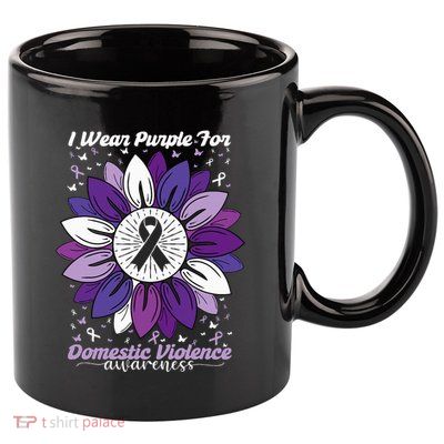 I Wear Purple For Domestic Violence Awareness Month 11oz C Handle Ceramic Mug