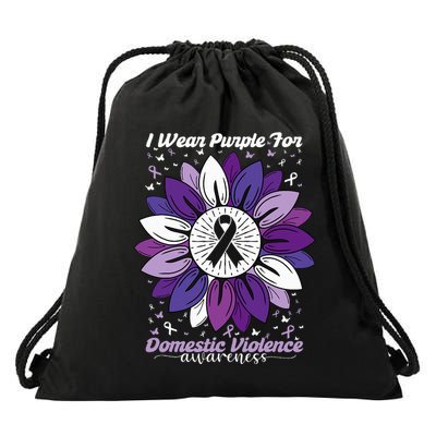 I Wear Purple For Domestic Violence Awareness Month Drawstring Bag