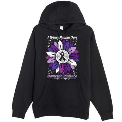 I Wear Purple For Domestic Violence Awareness Month Premium Pullover Hoodie