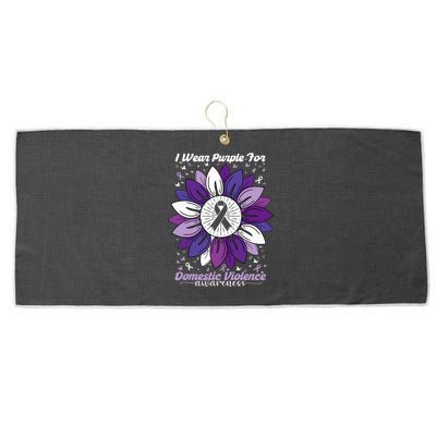 I Wear Purple For Domestic Violence Awareness Month Large Microfiber Waffle Golf Towel