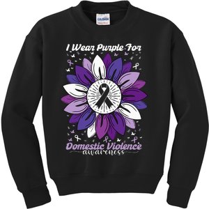 I Wear Purple For Domestic Violence Awareness Month Kids Sweatshirt