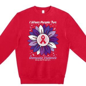 I Wear Purple For Domestic Violence Awareness Month Premium Crewneck Sweatshirt