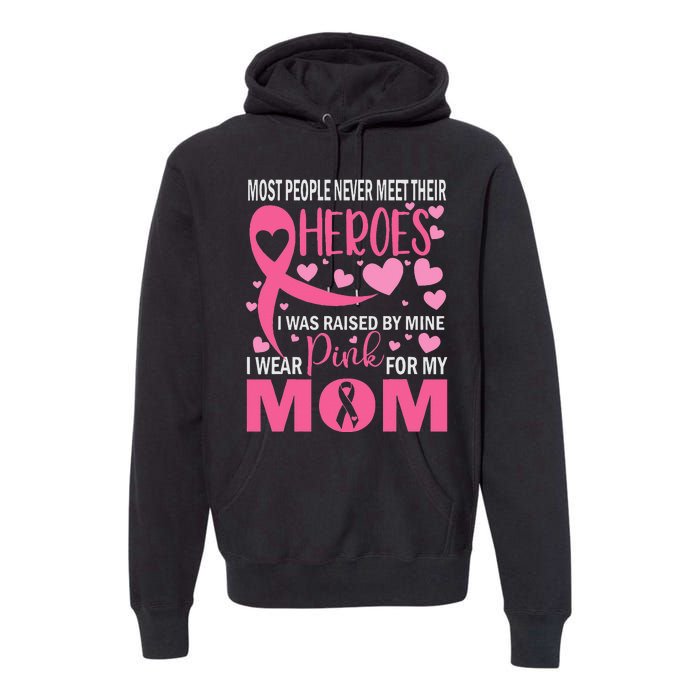 I Wear Pink For My Mom Breast Cancer Awareness Kids Support Premium Hoodie